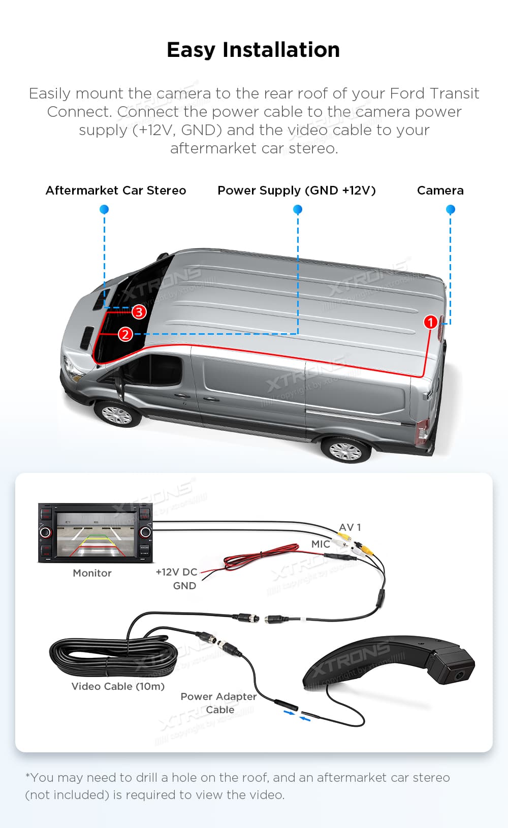 Ford Transit Connect Brake Light Reversing Camera with Night Vision | ACCAMFTS005, image 6 of 6
