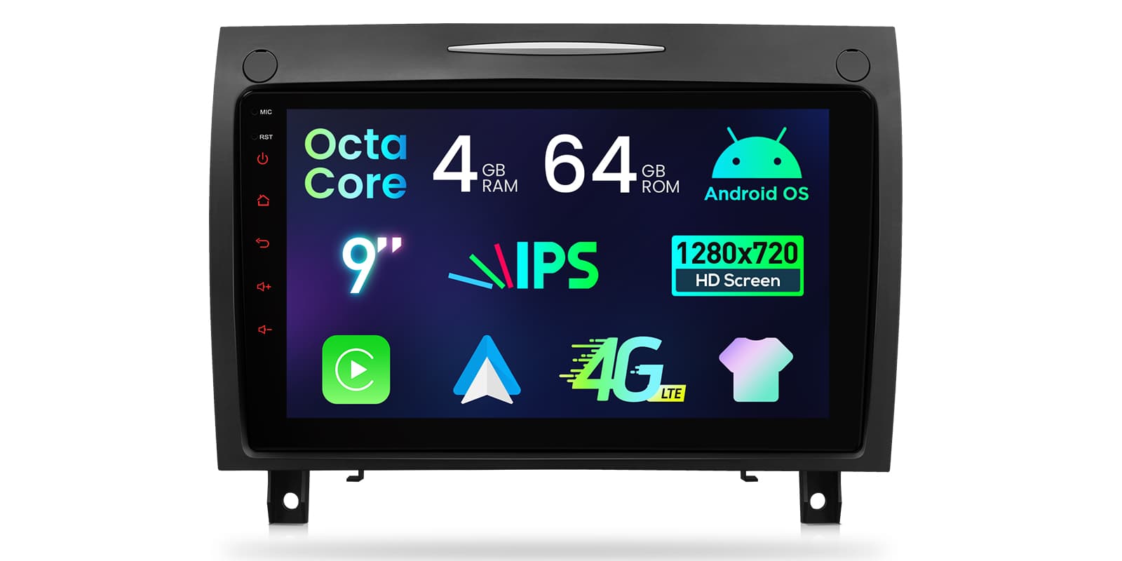 Mercedes-Benz SLK R171 9 inch Android Head Unit with Wireless CarPlay, Android Auto and 4G | IDP90M350, image 4 of 16