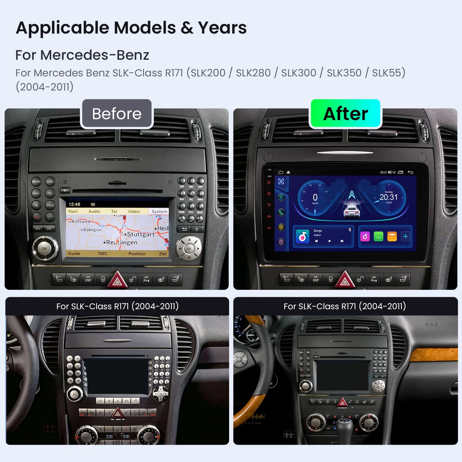 Mercedes-Benz SLK R171 9 inch Android Head Unit with Wireless CarPlay, Android Auto and 4G | IDP90M350, image 14 of 16