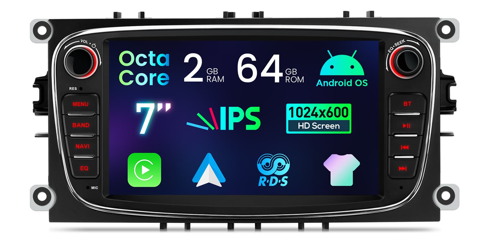 Ford Focus, Mondeo, C-Max and S-Max 7″ Android Head Unit with Wireless CarPlay and Android Auto | IDS70FSFBL, image 4 of 14