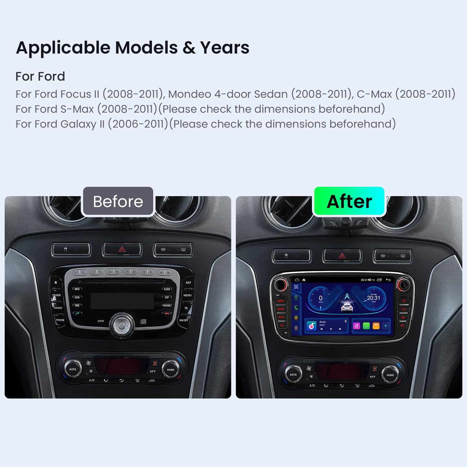 Ford Focus, Mondeo, C-Max and S-Max 7″ Android Head Unit with Wireless CarPlay and Android Auto | IDS70FSFBL, image 13 of 14