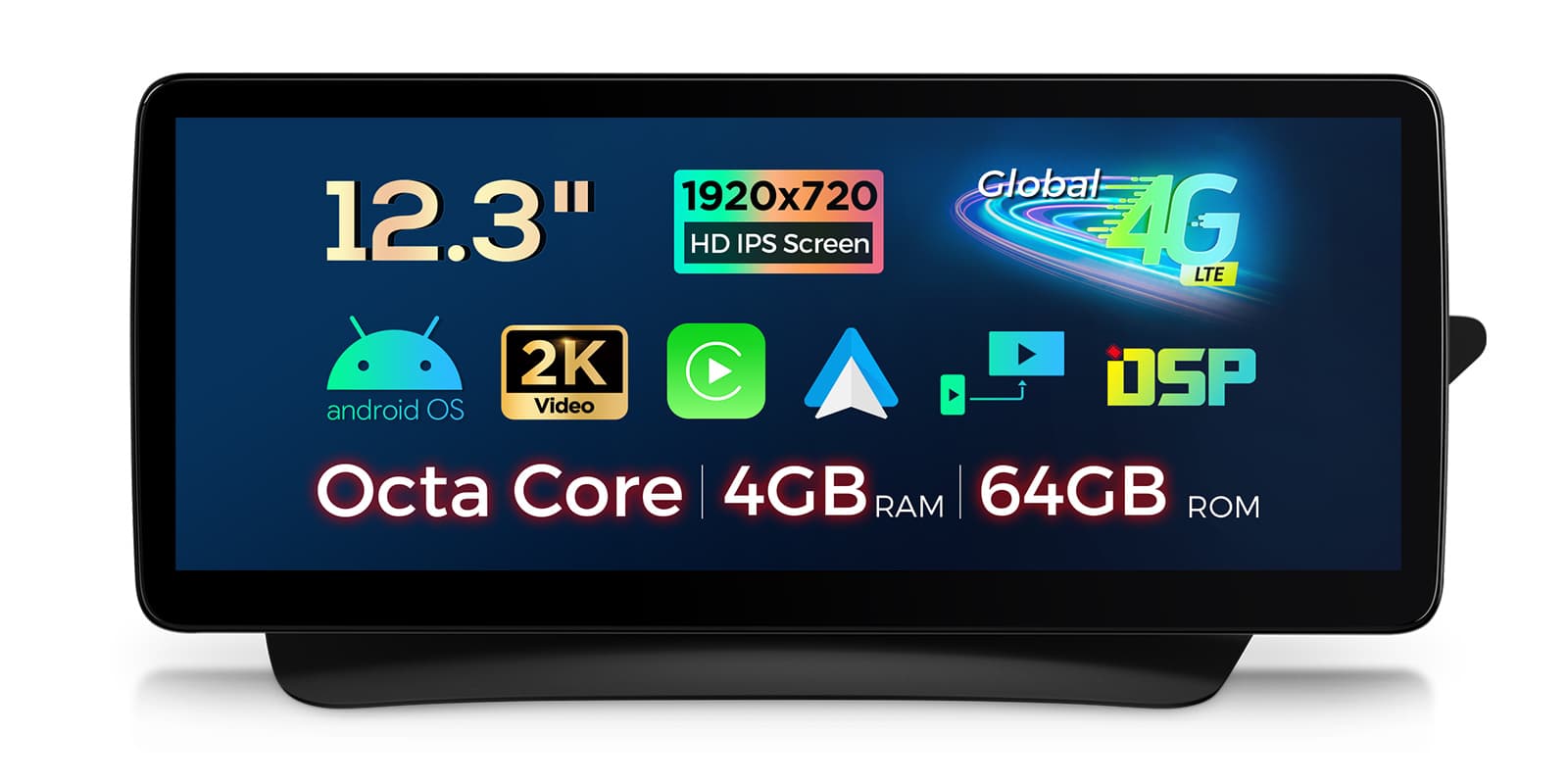 Mercedes E-Class 12.3 inch Android Screen with Wireless CarPlay, Android Auto and 4G | QLM2240M12ECR, image 3 of 14