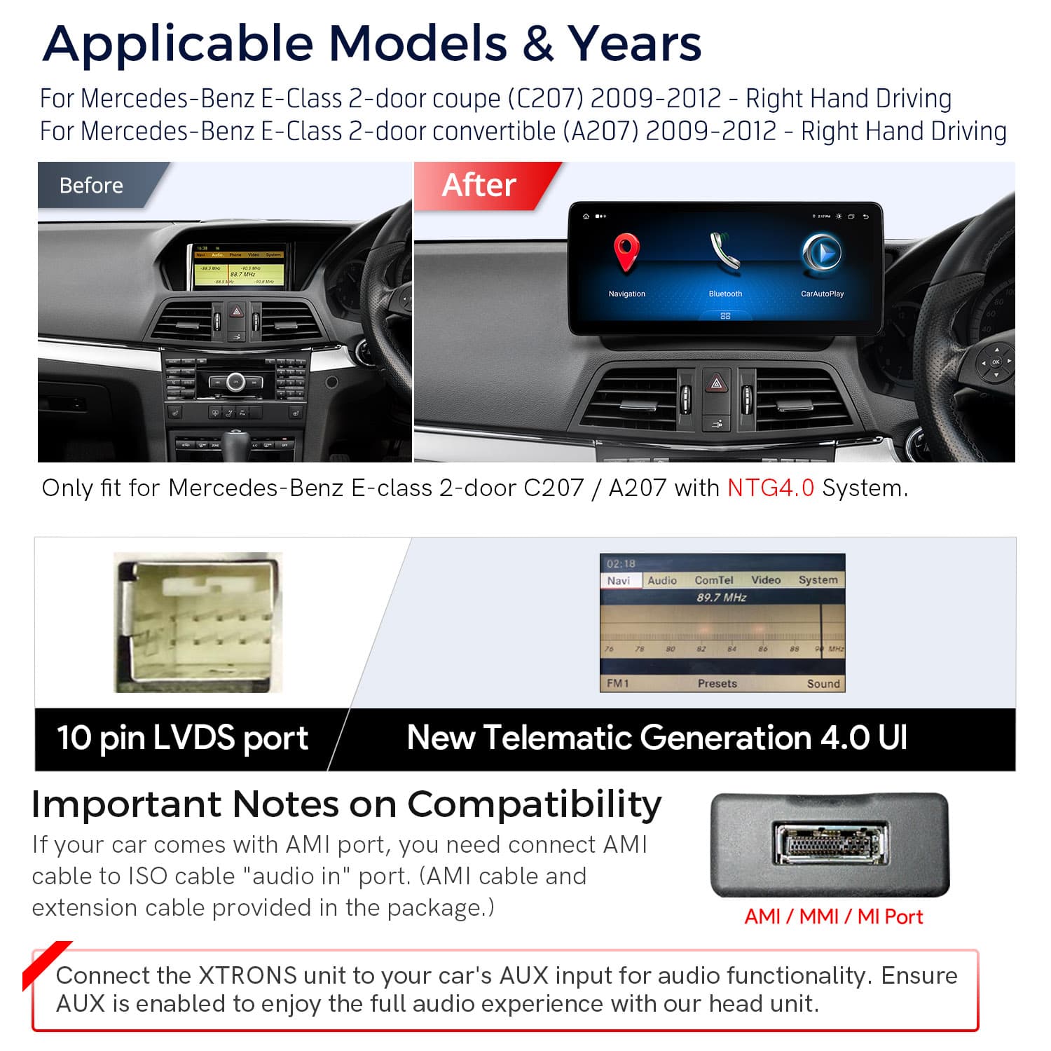Mercedes E-Class 12.3 inch Android Screen with Wireless CarPlay, Android Auto and 4G | QLM2240M12ECR, image 14 of 14