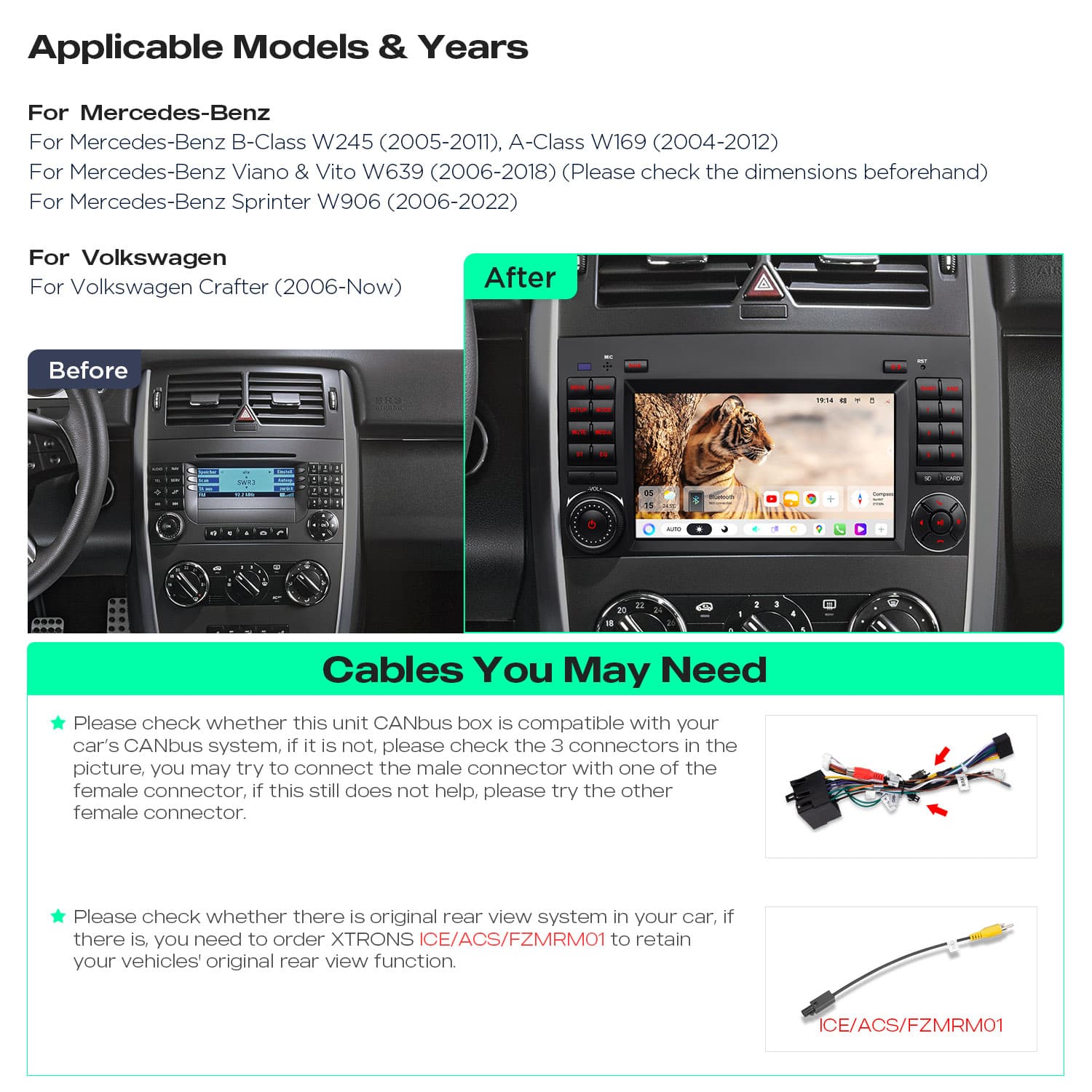 Mercedes-Benz and Volkswagen 7 inch Android 15 Head Unit with Wireless CarPlay, Android Auto and 4G | UAH75M245L, image 15 of 15