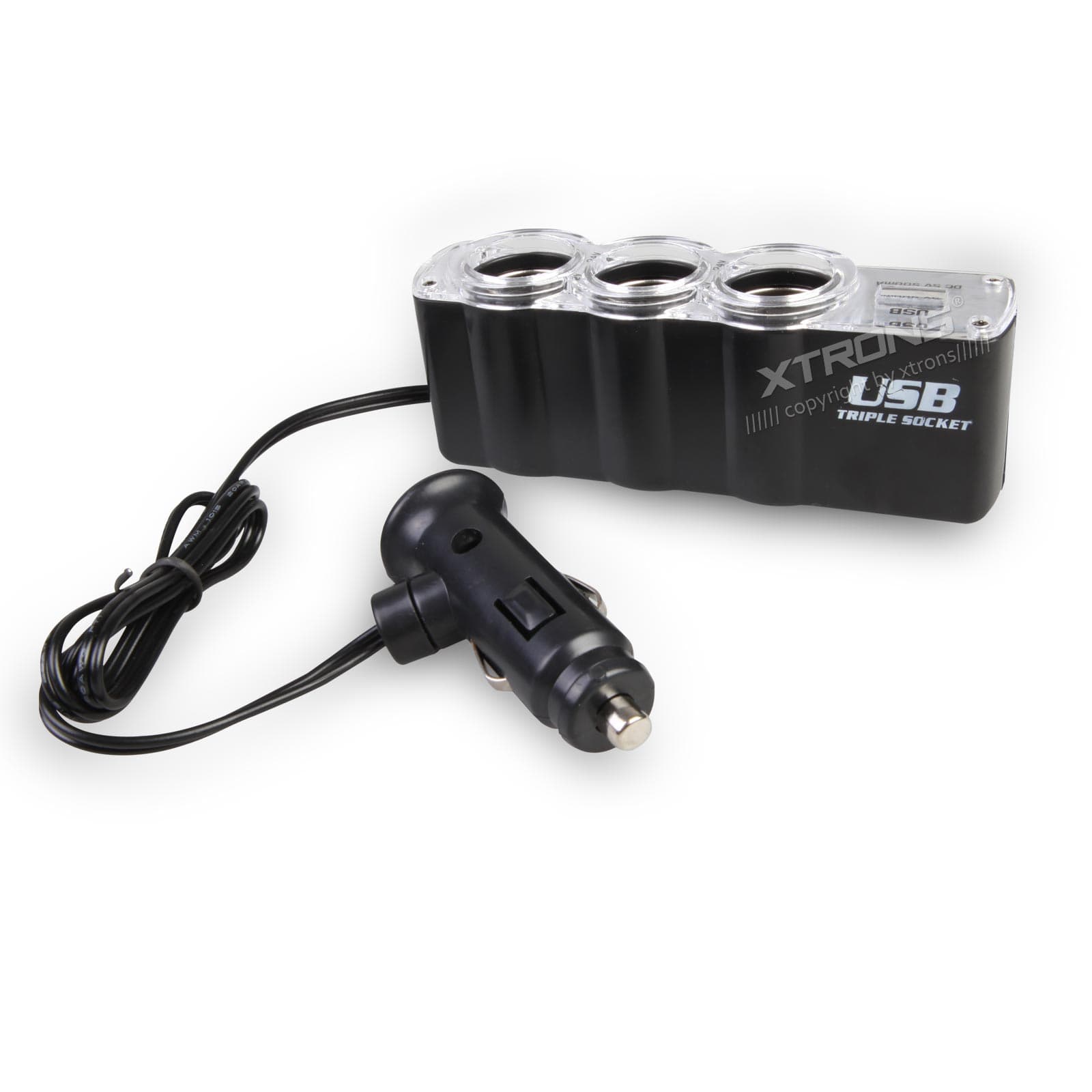 In-Car Triple Cigarette Lighter Socket Splitter with USB Port | CA/ITR/CLA002, image 1 of 3