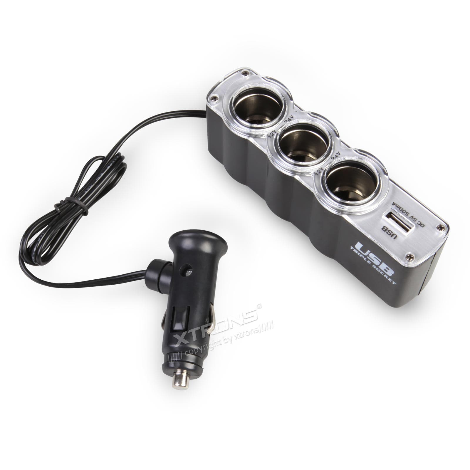 In-Car Triple Cigarette Lighter Socket Splitter with USB Port | CA/ITR/CLA002, image 3 of 3